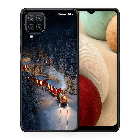Θήκη Samsung A12 Xmas Train από τη Smartfits με σχέδιο στο πίσω μέρος και μαύρο περίβλημα | Samsung A12 Xmas Train case with colorful back and black bezels