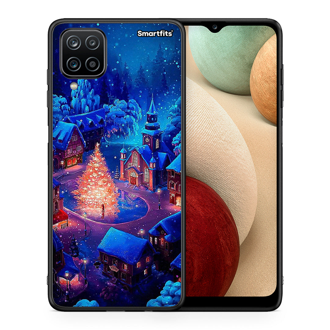 Θήκη Samsung A12 Xmas Village από τη Smartfits με σχέδιο στο πίσω μέρος και μαύρο περίβλημα | Samsung A12 Xmas Village case with colorful back and black bezels
