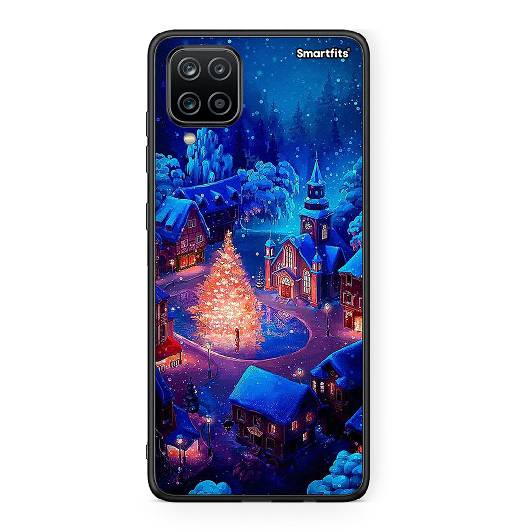 Samsung A12 Xmas Village θήκη από τη Smartfits με σχέδιο στο πίσω μέρος και μαύρο περίβλημα | Smartphone case with colorful back and black bezels by Smartfits