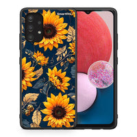 Thumbnail for Θήκη Samsung A13 4G Autumn Sunflowers από τη Smartfits με σχέδιο στο πίσω μέρος και μαύρο περίβλημα | Samsung A13 4G Autumn Sunflowers case with colorful back and black bezels