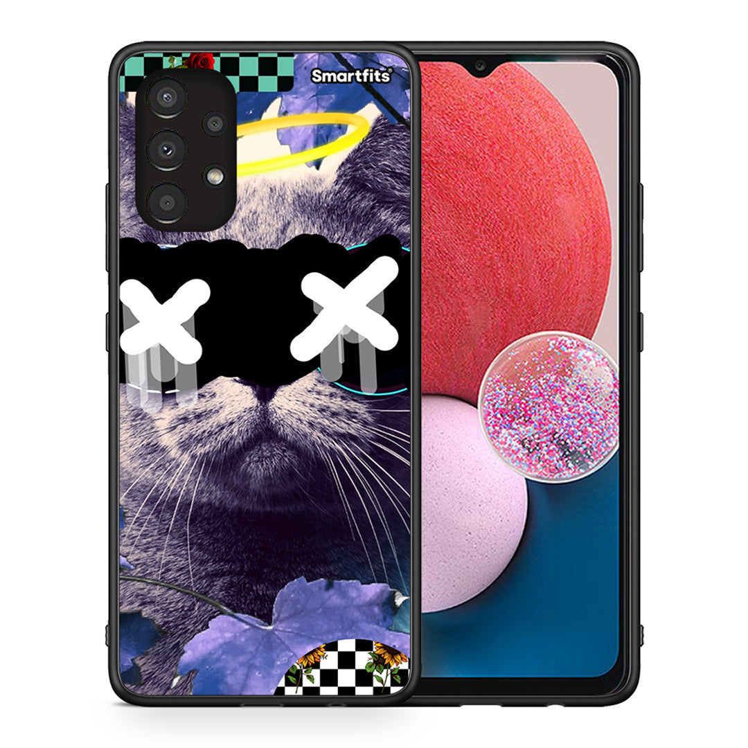 Θήκη Samsung A13 4G Cat Collage από τη Smartfits με σχέδιο στο πίσω μέρος και μαύρο περίβλημα | Samsung A13 4G Cat Collage case with colorful back and black bezels