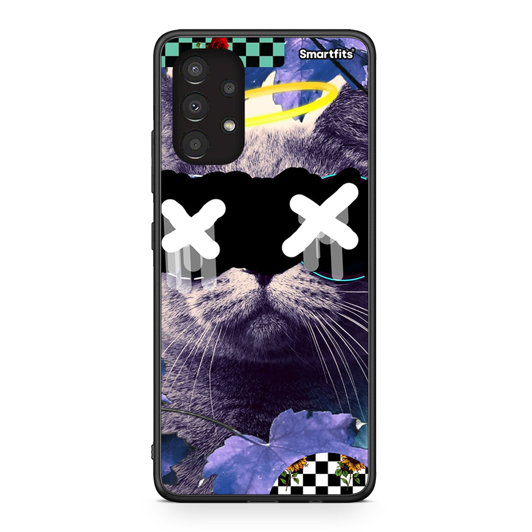 Samsung A13 4G Cat Collage θήκη από τη Smartfits με σχέδιο στο πίσω μέρος και μαύρο περίβλημα | Smartphone case with colorful back and black bezels by Smartfits