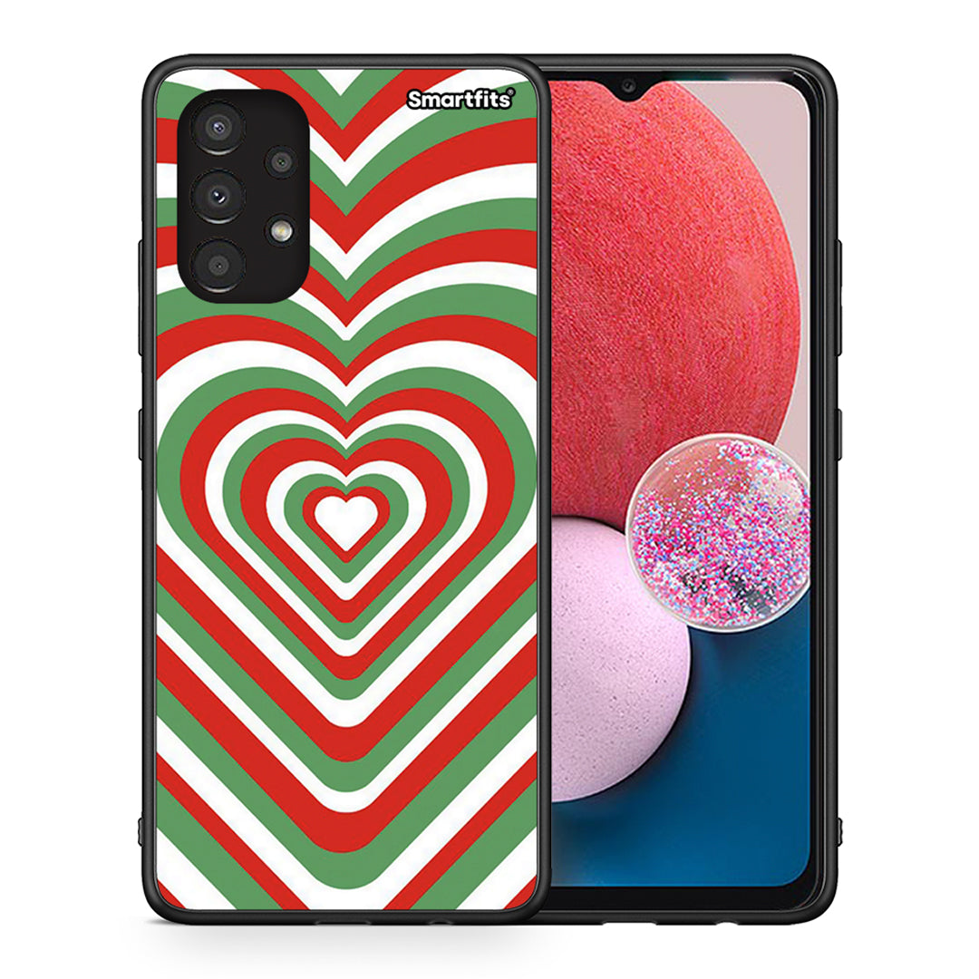 Θήκη Samsung A13 4G Christmas Hearts από τη Smartfits με σχέδιο στο πίσω μέρος και μαύρο περίβλημα | Samsung A13 4G Christmas Hearts case with colorful back and black bezels