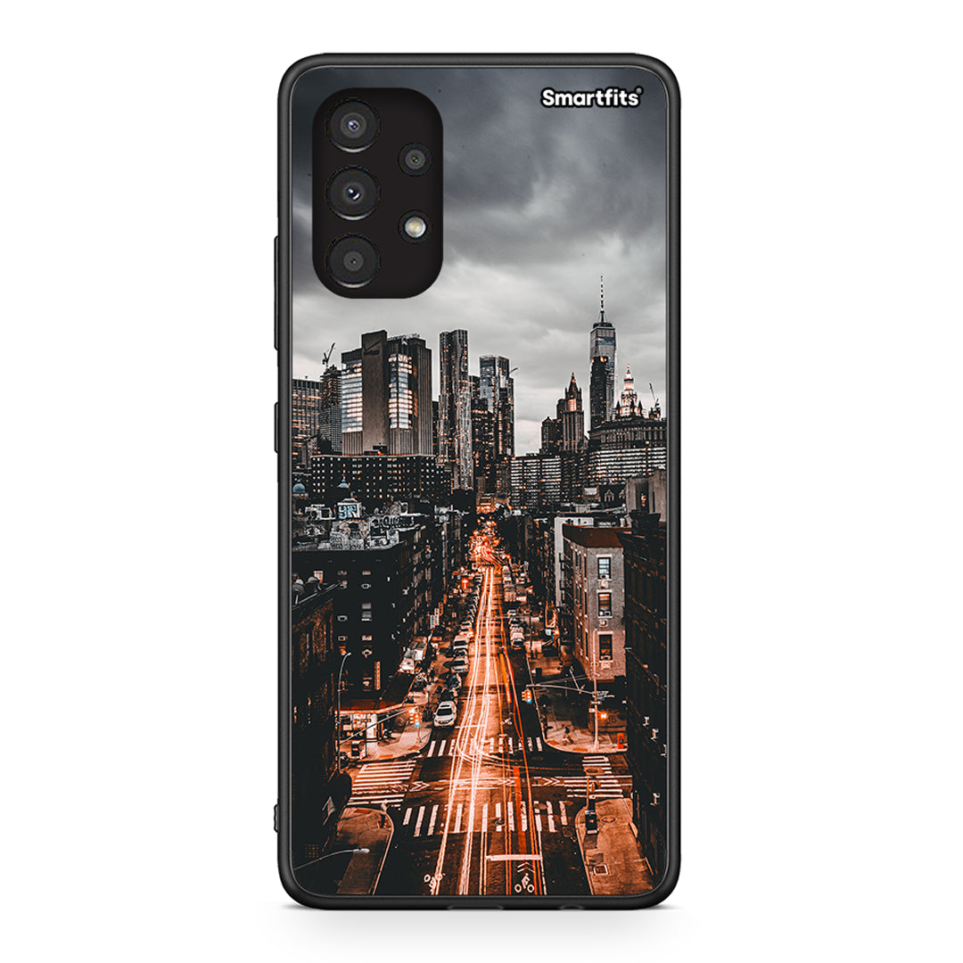 Samsung A13 4G City Lights θήκη από τη Smartfits με σχέδιο στο πίσω μέρος και μαύρο περίβλημα | Smartphone case with colorful back and black bezels by Smartfits