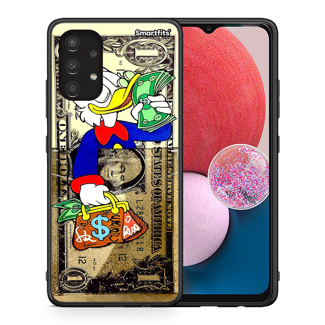 Θήκη Samsung A13 4G Duck Money από τη Smartfits με σχέδιο στο πίσω μέρος και μαύρο περίβλημα | Samsung A13 4G Duck Money case with colorful back and black bezels