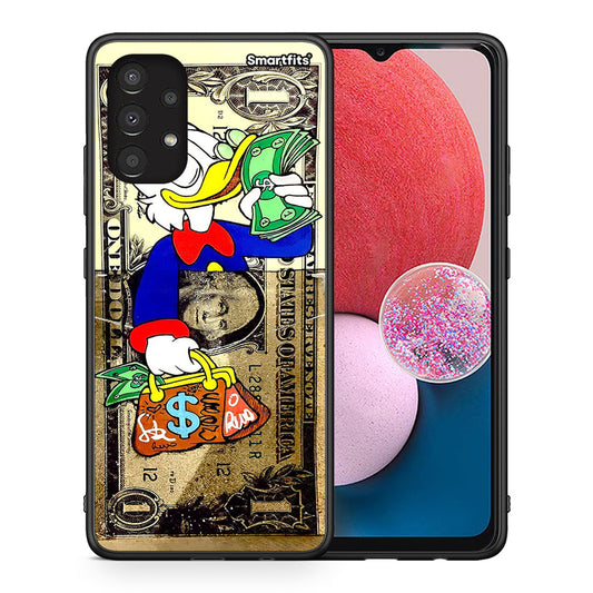 Θήκη Samsung A13 4G Duck Money από τη Smartfits με σχέδιο στο πίσω μέρος και μαύρο περίβλημα | Samsung A13 4G Duck Money case with colorful back and black bezels