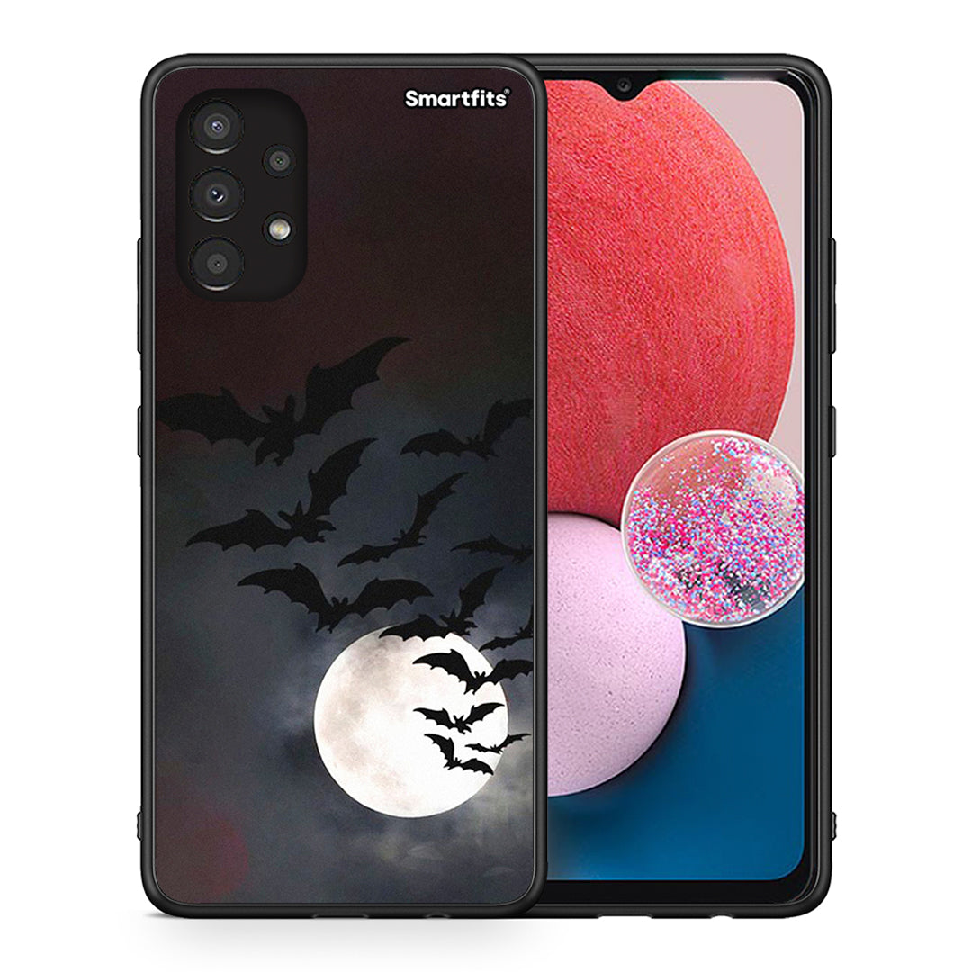 Θήκη Samsung A13 4G Halloween Bat Night από τη Smartfits με σχέδιο στο πίσω μέρος και μαύρο περίβλημα | Samsung A13 4G Halloween Bat Night case with colorful back and black bezels