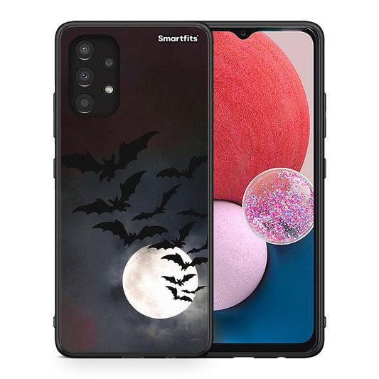 Θήκη Samsung A13 4G Halloween Bat Night από τη Smartfits με σχέδιο στο πίσω μέρος και μαύρο περίβλημα | Samsung A13 4G Halloween Bat Night case with colorful back and black bezels
