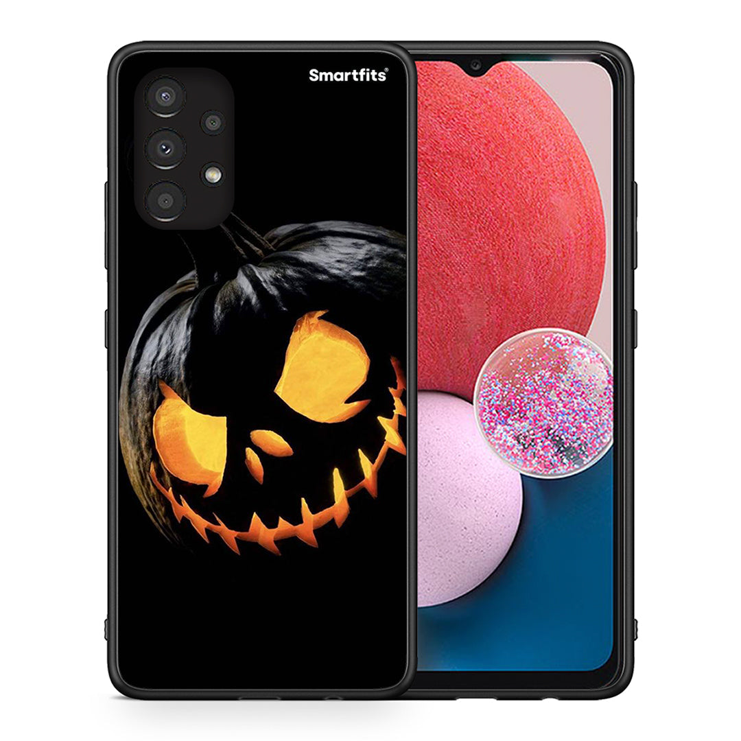 Θήκη Samsung A13 4G Halloween Scary Pumpkin από τη Smartfits με σχέδιο στο πίσω μέρος και μαύρο περίβλημα | Samsung A13 4G Halloween Scary Pumpkin case with colorful back and black bezels