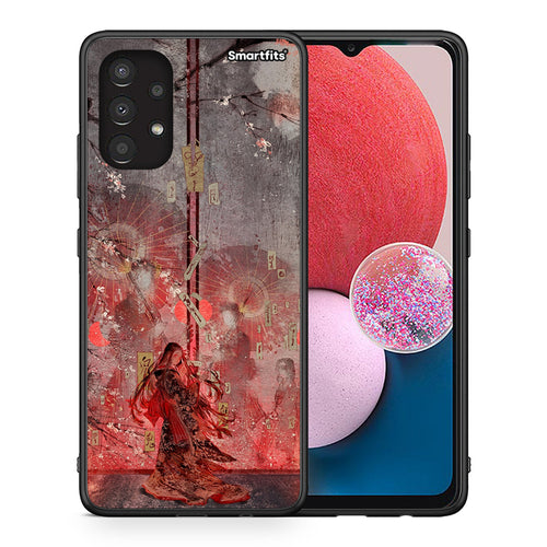 Θήκη Samsung A13 4G Nezuko Kamado από τη Smartfits με σχέδιο στο πίσω μέρος και μαύρο περίβλημα | Samsung A13 4G Nezuko Kamado case with colorful back and black bezels