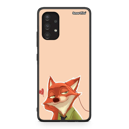 Samsung A13 4G Nick Wilde And Judy Hopps Love 1 θήκη από τη Smartfits με σχέδιο στο πίσω μέρος και μαύρο περίβλημα | Smartphone case with colorful back and black bezels by Smartfits