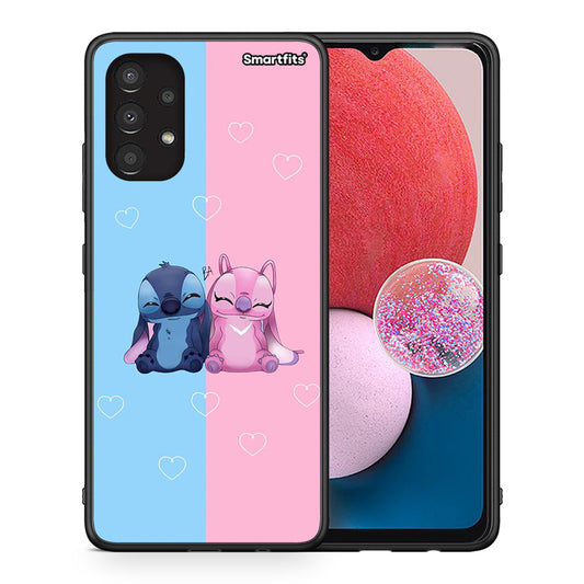 Θήκη Samsung A13 4G Stitch And Angel από τη Smartfits με σχέδιο στο πίσω μέρος και μαύρο περίβλημα | Samsung A13 4G Stitch And Angel case with colorful back and black bezels