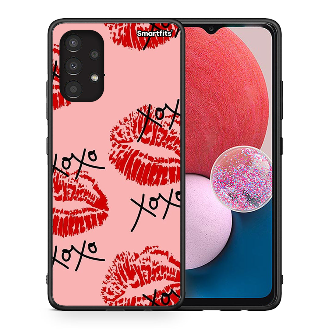 Θήκη Samsung A13 4G XOXO Lips από τη Smartfits με σχέδιο στο πίσω μέρος και μαύρο περίβλημα | Samsung A13 4G XOXO Lips case with colorful back and black bezels