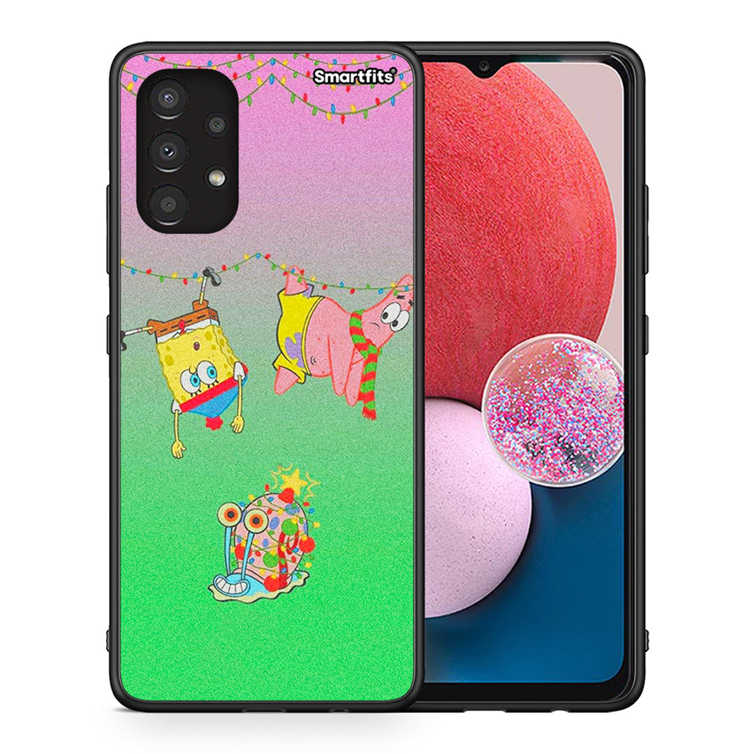 Θήκη Samsung A13 4G Xmas Lights από τη Smartfits με σχέδιο στο πίσω μέρος και μαύρο περίβλημα | Samsung A13 4G Xmas Lights case with colorful back and black bezels