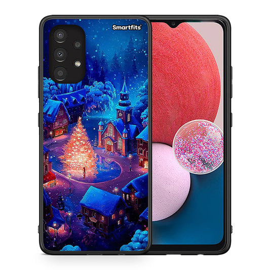 Θήκη Samsung A13 4G Xmas Village από τη Smartfits με σχέδιο στο πίσω μέρος και μαύρο περίβλημα | Samsung A13 4G Xmas Village case with colorful back and black bezels