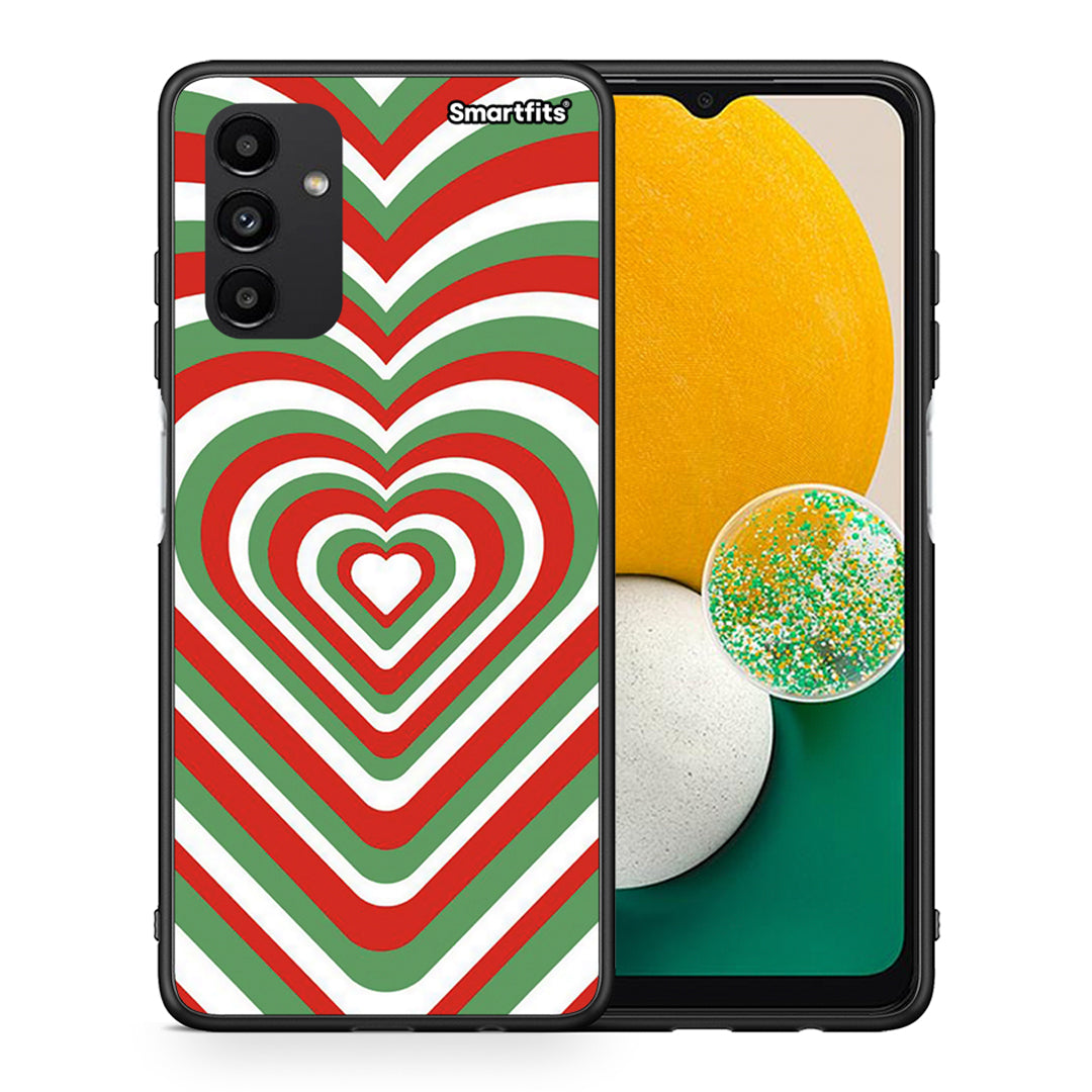 Θήκη Samsung A13 5G Christmas Hearts από τη Smartfits με σχέδιο στο πίσω μέρος και μαύρο περίβλημα | Samsung A13 5G Christmas Hearts case with colorful back and black bezels