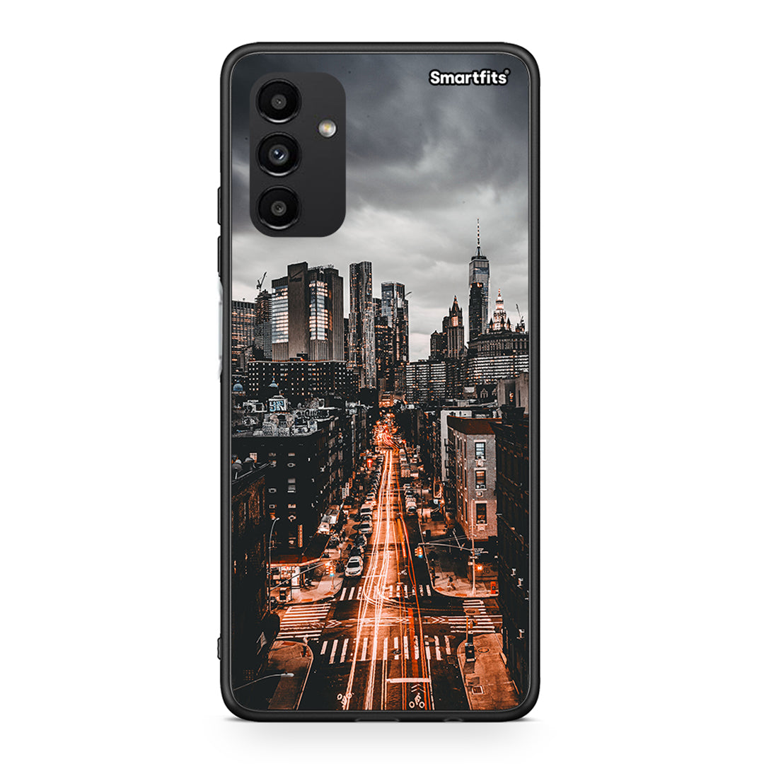 Samsung A04s City Lights θήκη από τη Smartfits με σχέδιο στο πίσω μέρος και μαύρο περίβλημα | Smartphone case with colorful back and black bezels by Smartfits