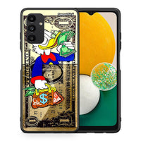 Thumbnail for Θήκη Samsung A04s Duck Money από τη Smartfits με σχέδιο στο πίσω μέρος και μαύρο περίβλημα | Samsung A04s Duck Money case with colorful back and black bezels