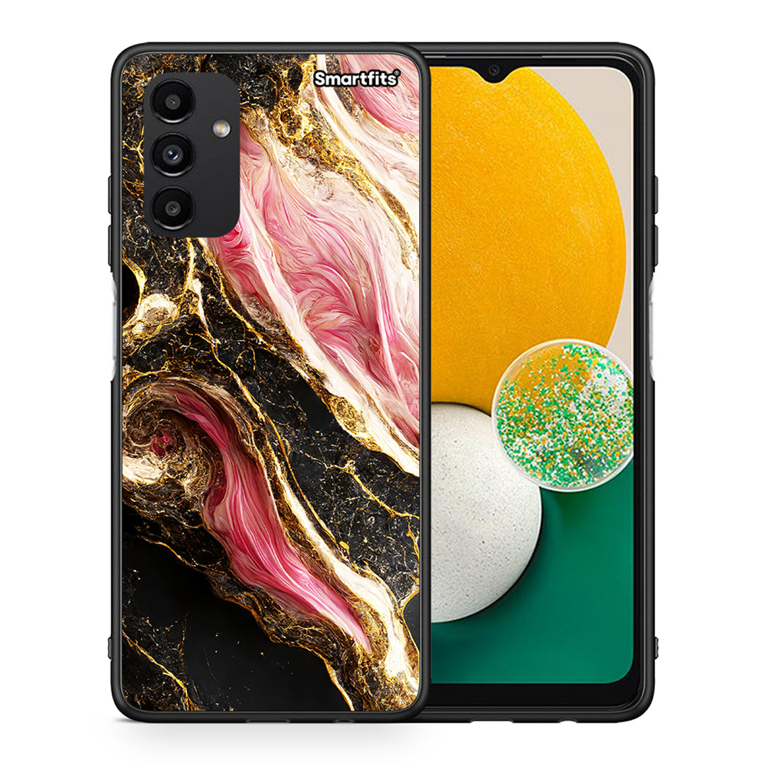 Θήκη Samsung A13 5G Glamorous Pink Marble από τη Smartfits με σχέδιο στο πίσω μέρος και μαύρο περίβλημα | Samsung A13 5G Glamorous Pink Marble case with colorful back and black bezels