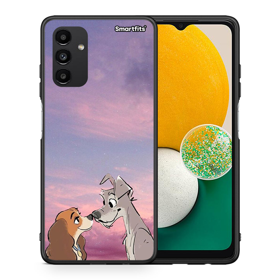 Θήκη Samsung A04s Lady And Tramp από τη Smartfits με σχέδιο στο πίσω μέρος και μαύρο περίβλημα | Samsung A04s Lady And Tramp case with colorful back and black bezels