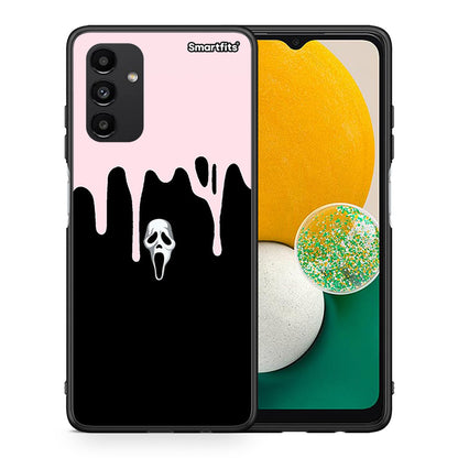 Θήκη Samsung A13 5G Melting Halloween Mask από τη Smartfits με σχέδιο στο πίσω μέρος και μαύρο περίβλημα | Samsung A13 5G Melting Halloween Mask case with colorful back and black bezels