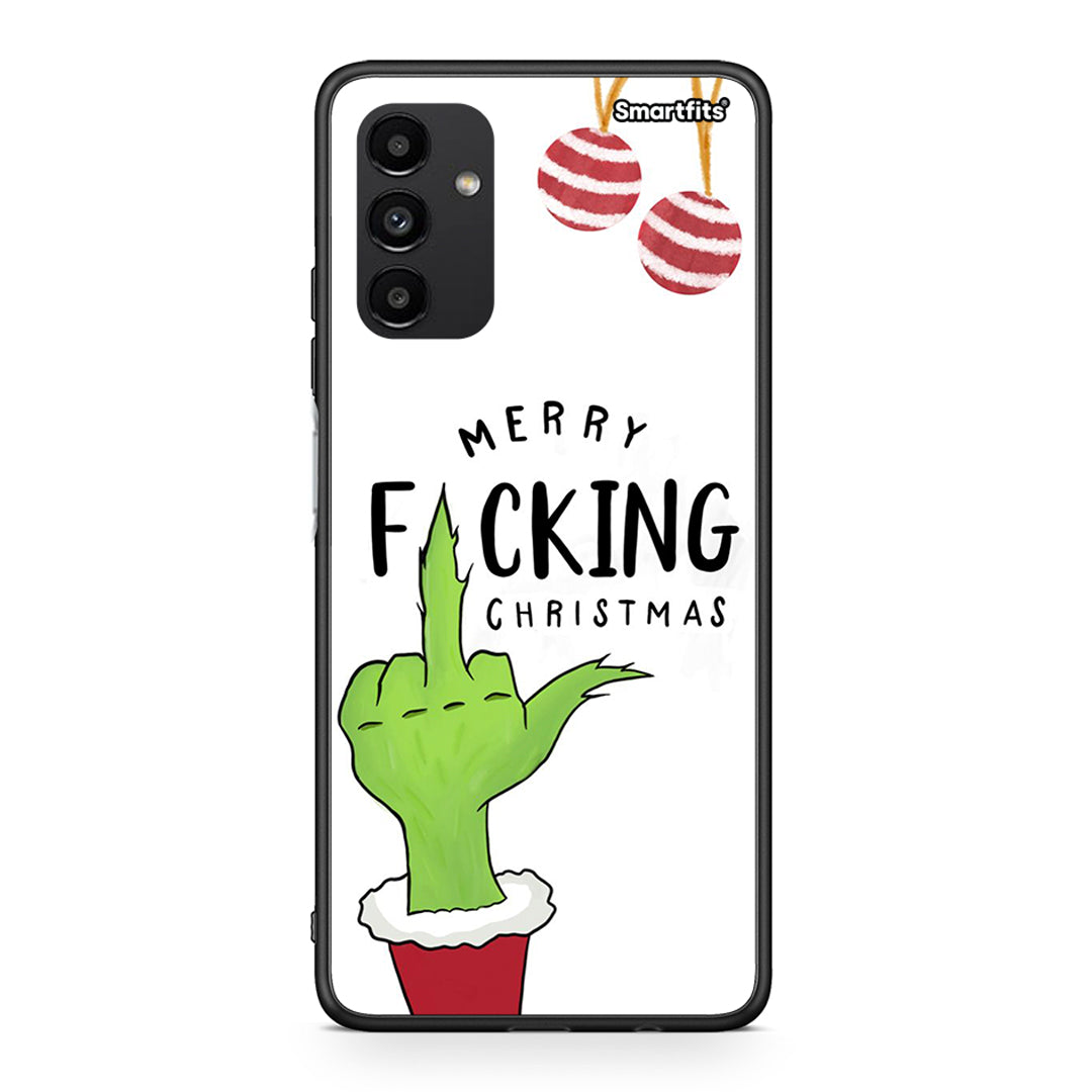 Samsung A04s Merry F Xmas θήκη από τη Smartfits με σχέδιο στο πίσω μέρος και μαύρο περίβλημα | Smartphone case with colorful back and black bezels by Smartfits