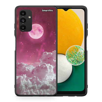 Θήκη Samsung A13 5G Pink Moon από τη Smartfits με σχέδιο στο πίσω μέρος και μαύρο περίβλημα | Samsung A13 5G Pink Moon case with colorful back and black bezels