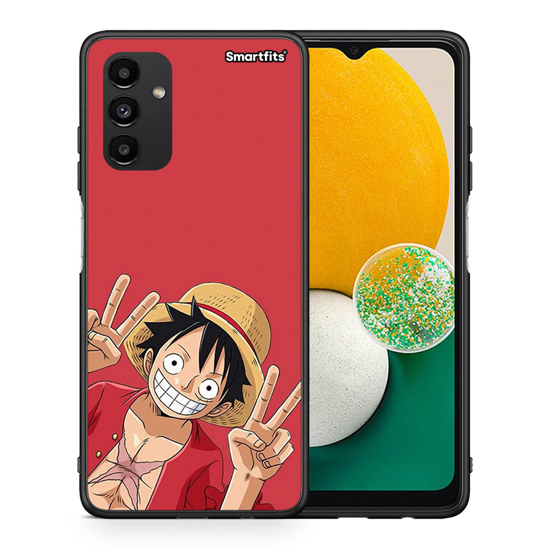 Θήκη Samsung A13 5G Pirate Luffy από τη Smartfits με σχέδιο στο πίσω μέρος και μαύρο περίβλημα | Samsung A13 5G Pirate Luffy case with colorful back and black bezels