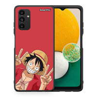 Thumbnail for Θήκη Samsung A13 5G Pirate Luffy από τη Smartfits με σχέδιο στο πίσω μέρος και μαύρο περίβλημα | Samsung A13 5G Pirate Luffy case with colorful back and black bezels