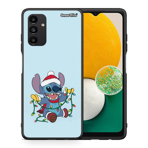 Θήκη Samsung A04s Santa Stich από τη Smartfits με σχέδιο στο πίσω μέρος και μαύρο περίβλημα | Samsung A04s Santa Stich case with colorful back and black bezels
