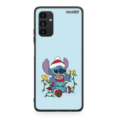 Samsung A04s Santa Stich θήκη από τη Smartfits με σχέδιο στο πίσω μέρος και μαύρο περίβλημα | Smartphone case with colorful back and black bezels by Smartfits