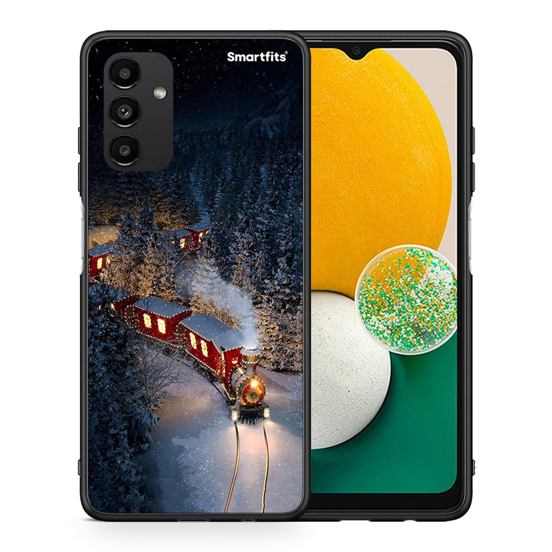 Θήκη Samsung A04s Xmas Train από τη Smartfits με σχέδιο στο πίσω μέρος και μαύρο περίβλημα | Samsung A04s Xmas Train case with colorful back and black bezels