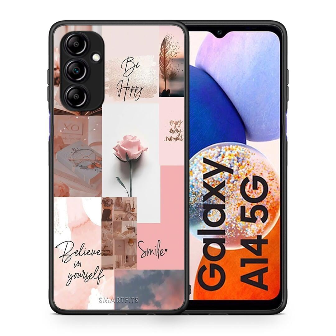Θήκη Samsung Galaxy A14 / A14 5G Aesthetic Collage από τη Smartfits με σχέδιο στο πίσω μέρος και μαύρο περίβλημα | Samsung Galaxy A14 / A14 5G Aesthetic Collage Case with Colorful Back and Black Bezels