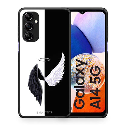 Θήκη Samsung Galaxy A14 / A14 5G Angels Demons από τη Smartfits με σχέδιο στο πίσω μέρος και μαύρο περίβλημα | Samsung Galaxy A14 / A14 5G Angels Demons Case with Colorful Back and Black Bezels
