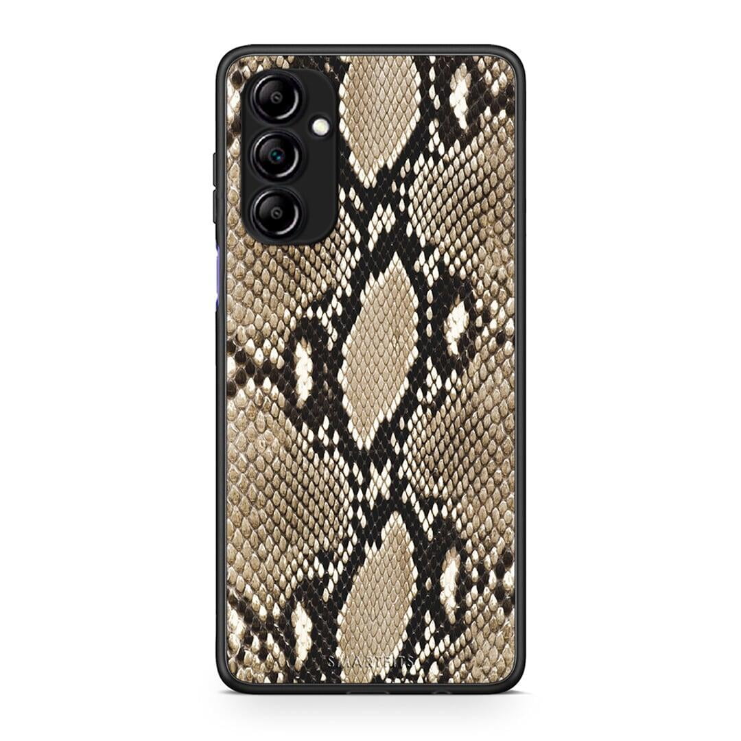 Θήκη Samsung Galaxy A14 / A14 5G Animal Fashion Snake από τη Smartfits με σχέδιο στο πίσω μέρος και μαύρο περίβλημα | Samsung Galaxy A14 / A14 5G Animal Fashion Snake Case with Colorful Back and Black Bezels