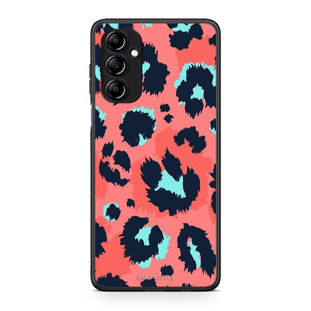 Θήκη Samsung Galaxy A14 / A14 5G Animal Pink Leopard από τη Smartfits με σχέδιο στο πίσω μέρος και μαύρο περίβλημα | Samsung Galaxy A14 / A14 5G Animal Pink Leopard Case with Colorful Back and Black Bezels