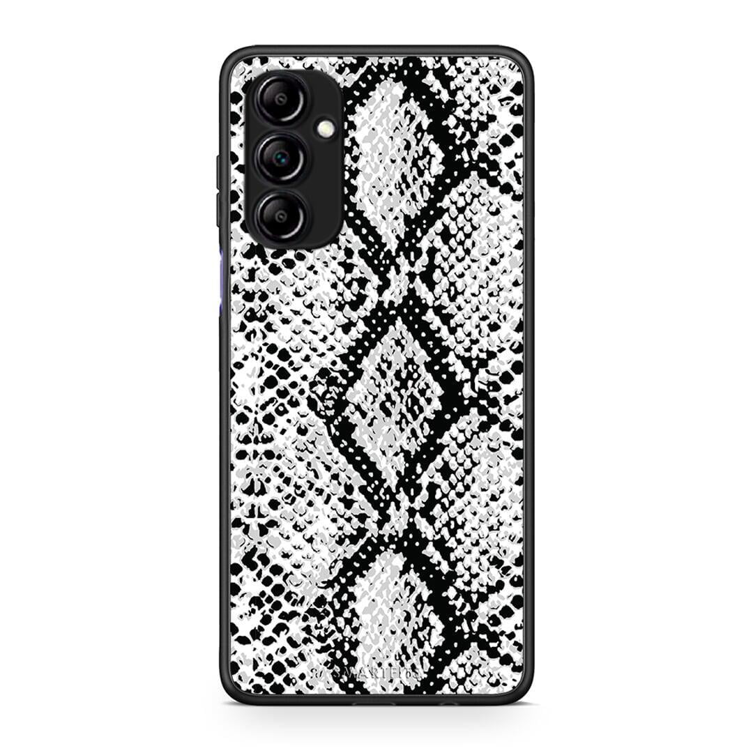 Θήκη Samsung Galaxy A14 / A14 5G Animal White Snake από τη Smartfits με σχέδιο στο πίσω μέρος και μαύρο περίβλημα | Samsung Galaxy A14 / A14 5G Animal White Snake Case with Colorful Back and Black Bezels