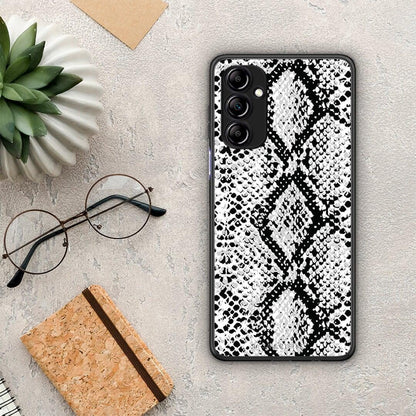 Θήκη Samsung Galaxy A14 / A14 5G Animal White Snake από τη Smartfits με σχέδιο στο πίσω μέρος και μαύρο περίβλημα | Samsung Galaxy A14 / A14 5G Animal White Snake Case with Colorful Back and Black Bezels