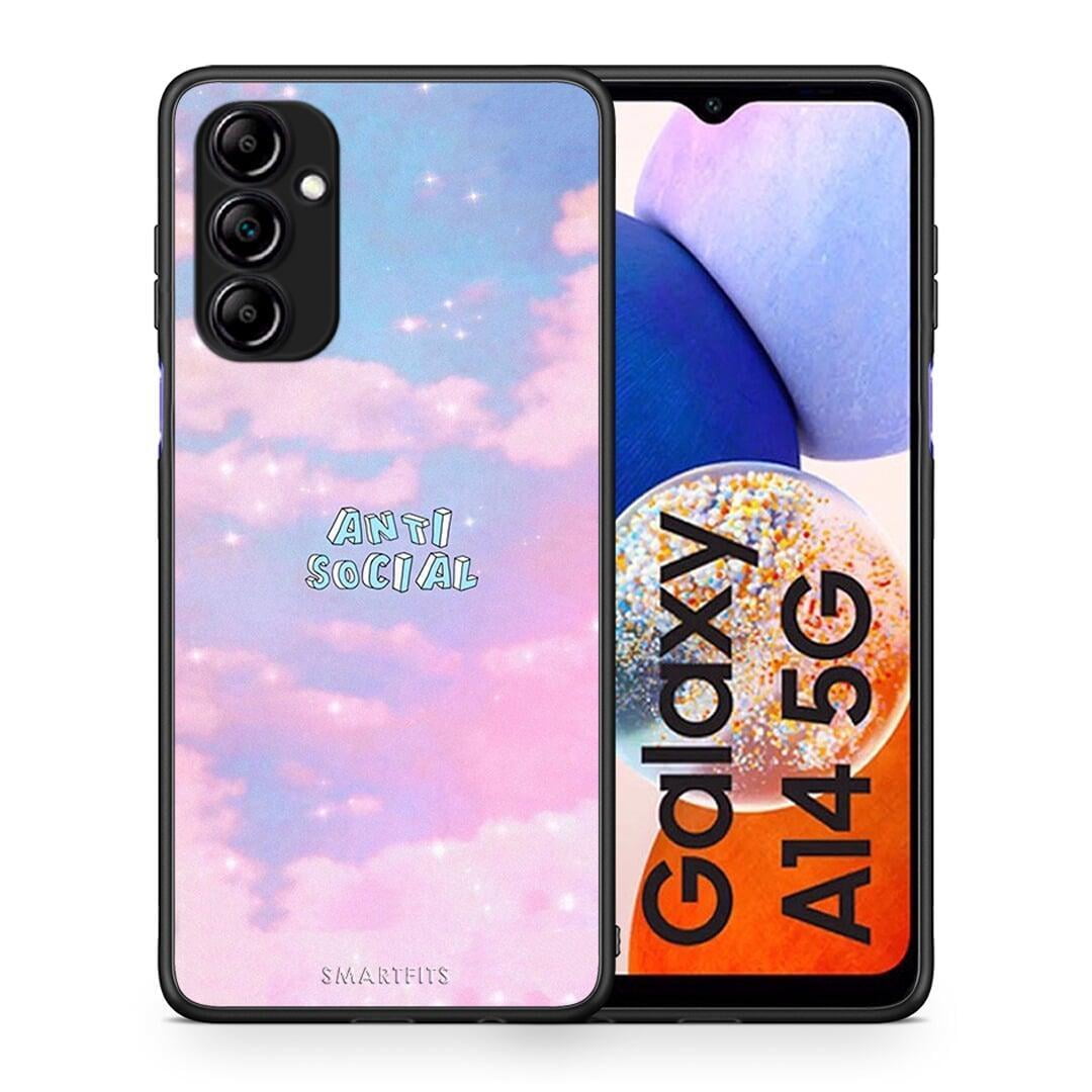 Θήκη Samsung Galaxy A14 / A14 5G Anti Social από τη Smartfits με σχέδιο στο πίσω μέρος και μαύρο περίβλημα | Samsung Galaxy A14 / A14 5G Anti Social Case with Colorful Back and Black Bezels