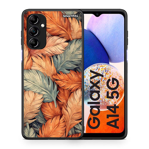 Θήκη Samsung Galaxy A14 / A14 5G Autumn Leaves από τη Smartfits με σχέδιο στο πίσω μέρος και μαύρο περίβλημα | Samsung Galaxy A14 / A14 5G Autumn Leaves Case with Colorful Back and Black Bezels