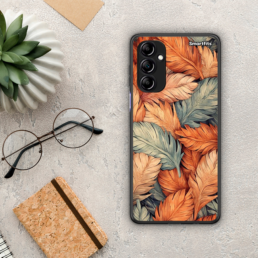 Θήκη Samsung Galaxy A14 / A14 5G Autumn Leaves από τη Smartfits με σχέδιο στο πίσω μέρος και μαύρο περίβλημα | Samsung Galaxy A14 / A14 5G Autumn Leaves Case with Colorful Back and Black Bezels
