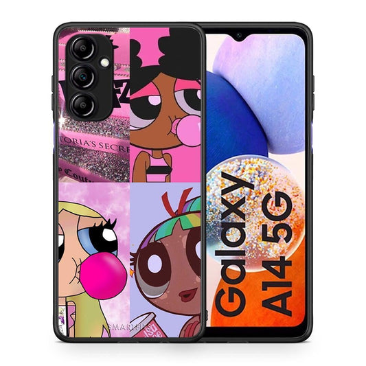 Θήκη Samsung Galaxy A14 / A14 5G Bubble Girls από τη Smartfits με σχέδιο στο πίσω μέρος και μαύρο περίβλημα | Samsung Galaxy A14 / A14 5G Bubble Girls Case with Colorful Back and Black Bezels
