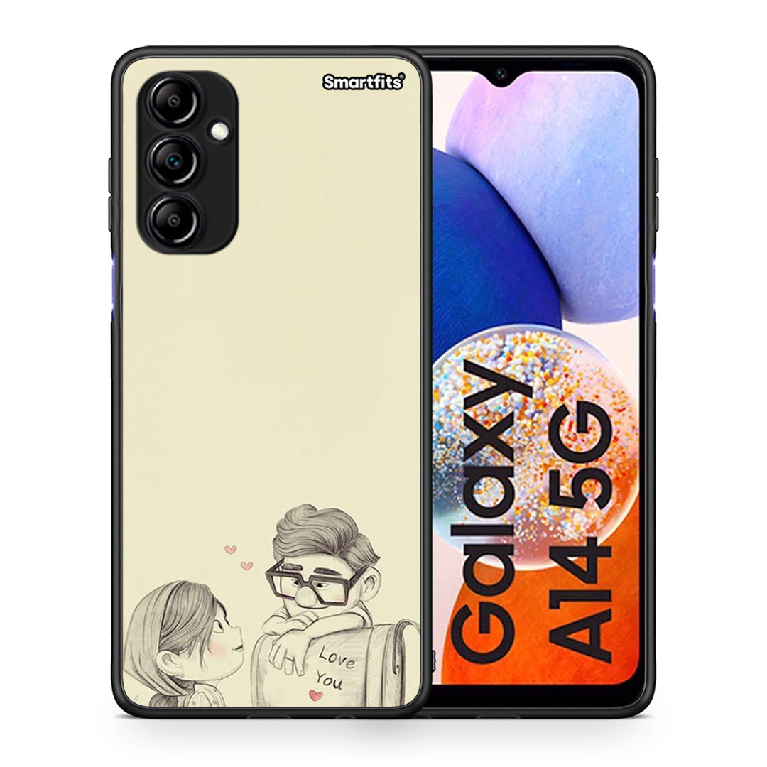 Θήκη Samsung Galaxy A14 / A14 5G Carl And Ellie από τη Smartfits με σχέδιο στο πίσω μέρος και μαύρο περίβλημα | Samsung Galaxy A14 / A14 5G Carl And Ellie Case with Colorful Back and Black Bezels