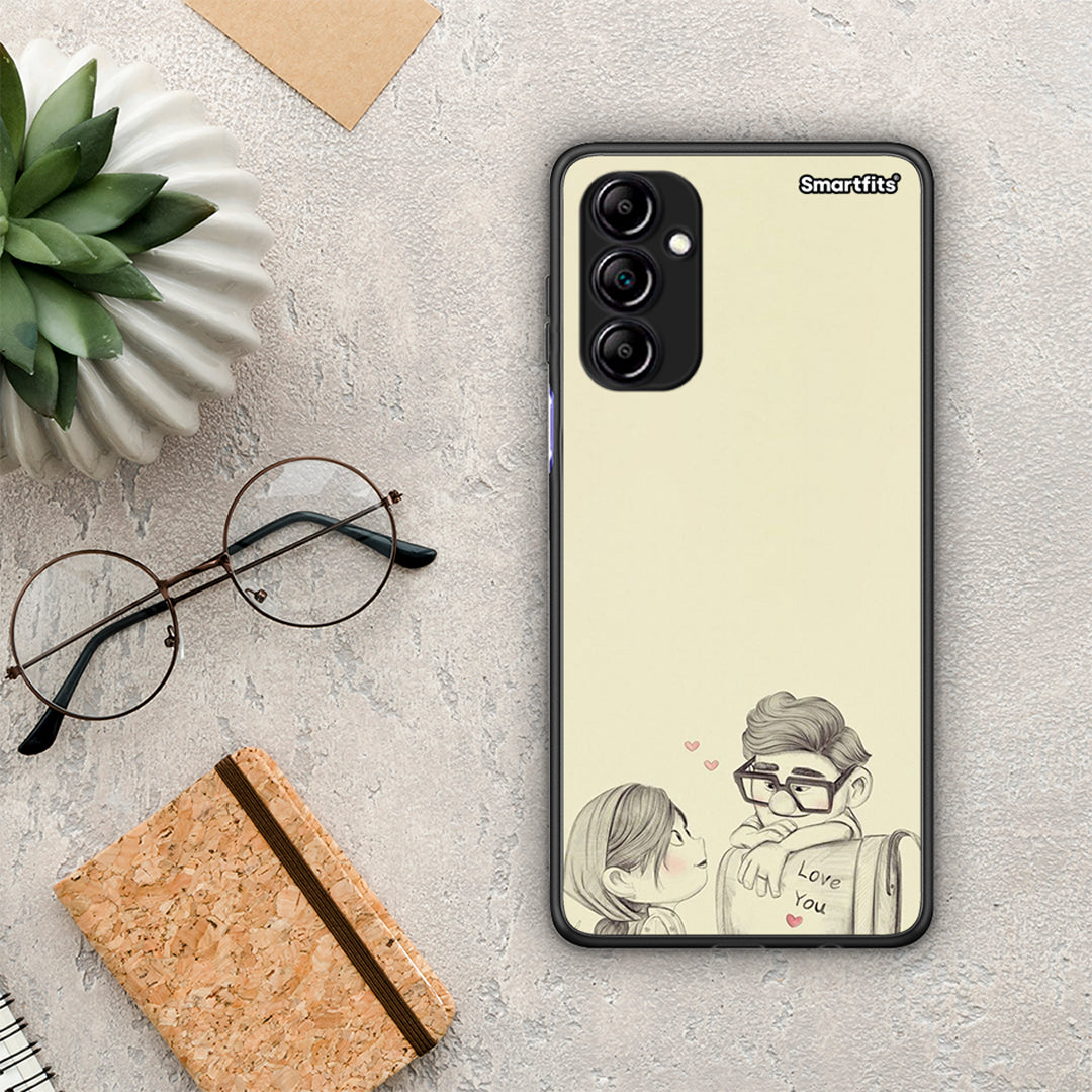 Θήκη Samsung Galaxy A14 / A14 5G Carl And Ellie από τη Smartfits με σχέδιο στο πίσω μέρος και μαύρο περίβλημα | Samsung Galaxy A14 / A14 5G Carl And Ellie Case with Colorful Back and Black Bezels