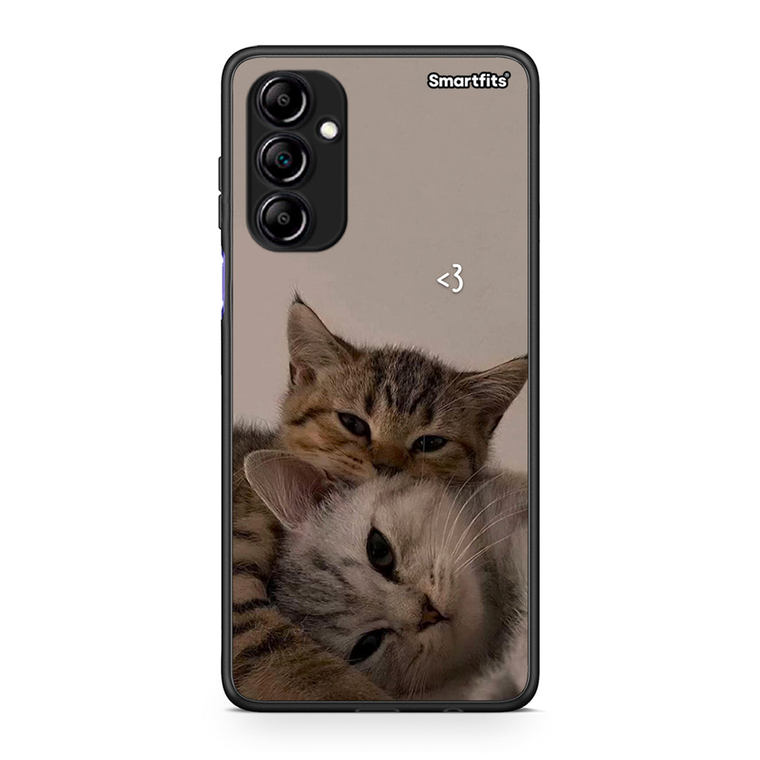 Θήκη Samsung Galaxy A14 / A14 5G Cats In Love από τη Smartfits με σχέδιο στο πίσω μέρος και μαύρο περίβλημα | Samsung Galaxy A14 / A14 5G Cats In Love Case with Colorful Back and Black Bezels