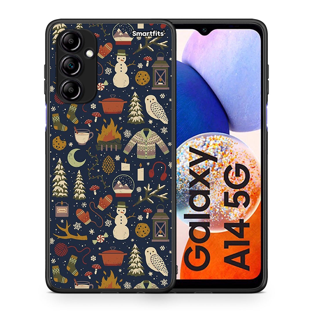Θήκη Samsung Galaxy A14 / A14 5G Christmas Elements από τη Smartfits με σχέδιο στο πίσω μέρος και μαύρο περίβλημα | Samsung Galaxy A14 / A14 5G Christmas Elements Case with Colorful Back and Black Bezels