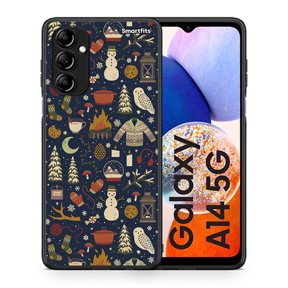 Θήκη Samsung Galaxy A14 / A14 5G Christmas Elements από τη Smartfits με σχέδιο στο πίσω μέρος και μαύρο περίβλημα | Samsung Galaxy A14 / A14 5G Christmas Elements Case with Colorful Back and Black Bezels