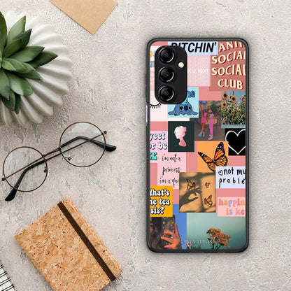 Θήκη Samsung Galaxy A14 / A14 5G Collage Bitchin από τη Smartfits με σχέδιο στο πίσω μέρος και μαύρο περίβλημα | Samsung Galaxy A14 / A14 5G Collage Bitchin Case with Colorful Back and Black Bezels