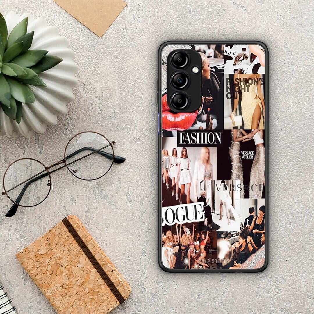 Θήκη Samsung Galaxy A14 / A14 5G Collage Fashion από τη Smartfits με σχέδιο στο πίσω μέρος και μαύρο περίβλημα | Samsung Galaxy A14 / A14 5G Collage Fashion Case with Colorful Back and Black Bezels