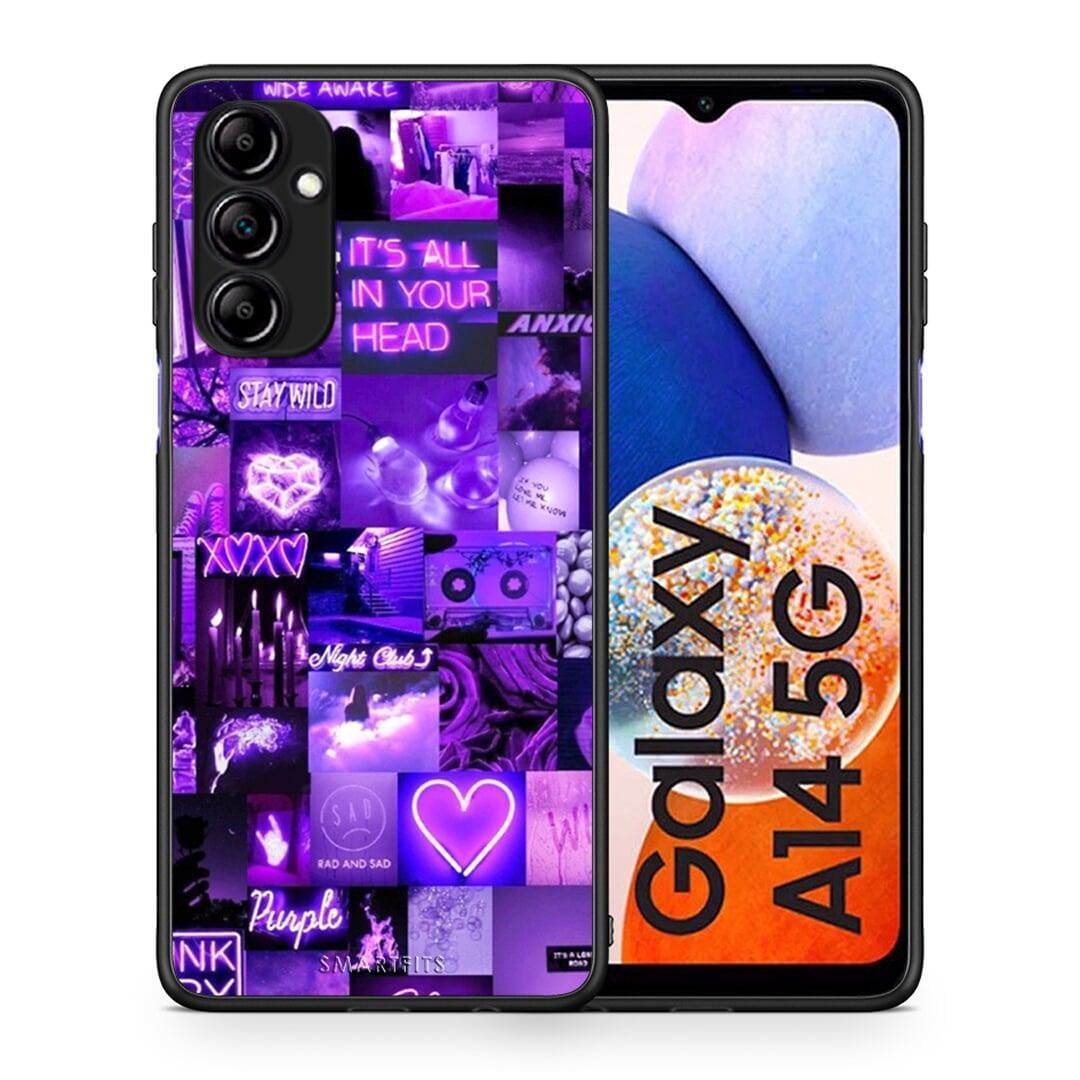 Θήκη Samsung Galaxy A14 / A14 5G Collage Stay Wild από τη Smartfits με σχέδιο στο πίσω μέρος και μαύρο περίβλημα | Samsung Galaxy A14 / A14 5G Collage Stay Wild Case with Colorful Back and Black Bezels